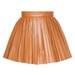 Pretty Little Thing Camel Faux Leather Pleated Skater Skirt Photo 3