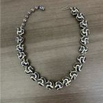 Vintage Deep Navy and Cream Carved Wood Bead Choker Necklace Germany Photo 3