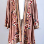 Paparazzi  velvet burnout kimono dusty rose Embroidered Floral size L Y2K boho Photo 0
