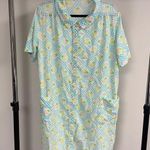 Vintage Snap Close House Dress Robe Size L Blue Size L Photo 0