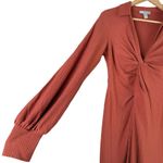 ASOS DESIGN V-Neck Twist Front Long Sleeve Midi Dress in Rust, Size 8 Photo 4