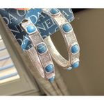 Silver Tone turquoise blue like hoop earrings western rodeo NFR ranch Jaripeo Photo 6