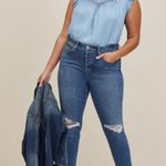 Torrid  Flutter Blouse Medium Wash Denim Size 0 = Size L/12 Photo 2