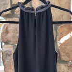 Naked Zebra  LARGE Black High Ruffle Neck Halter Sleeveless Mini Dress LBD Photo 6