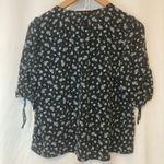 Madewell Blue Prairie Floral Short Half Sleeves Gathered Tie V-Neck Blouse Top Photo 7