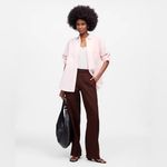 Madewell  women’s The Easy Pull-On Pant 100% Linen brown Size M NWT Photo 1