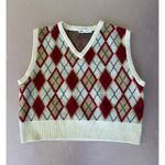 ZARA  Argyle Sweater Vest‎ Preppy Academia Knit Top Sleeveless Large Photo 0