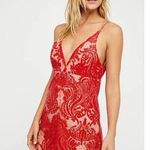 Free People  Night Shimmers Mini Slip Dress Red Sequin Boho Festival US 2 NWT Photo 0