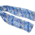 Vintage 80s Blue & Pink Metallic Floral Scarf Wraps Photo 1