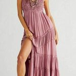 Free People “Insea” gauze crochet flowy maxi dress tiered tie back sleeveless Photo 1