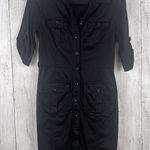 Lafayette 148 New York‎ Dress Size 0 Button Up Short Sleeve Casual Utility Work Black Photo 0