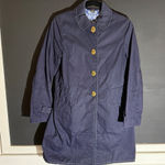 Coach  Navy Blue Trench Coat Gold Buttons Lined Women Size 4 Photo 0