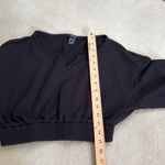 Forever 21 Cropped Sweatshirt Black Sweater Crop Top Shirt V Neck Size Medium Photo 8