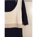 August Silk  striped neutral short sleeve sweater career Small S VNC Photo 3