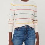 Loft  Ivory Striped Modern Crew Neck Sweater sz XS Photo 0