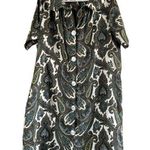 VTG Sears Paisley Button Down Shirt Dress 60s Side Pockets Casual Green Blue 3X Photo 0