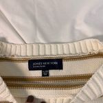 Jones New York Crew Neck White Sweater with Gold Stripes 3/4 sleeves Size XL Photo 5