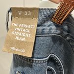Madewell NWT  The Perfect Vintage Ripped Straight Jean in Dark Wash W33 standard Photo 5