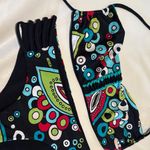 Women medium black Paisley strapless halter Bikini Set solid reversible Photo 1