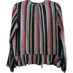 Rails Beaux Blouse Varadero Striped Button Front Metallic Thread Peplum Top SM Photo 5