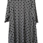 LULU B Dress Women Large 3/4‎ Sleeve Stretch Black White Pre Shrunk Beach Travel Photo 0
