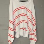 Aerie NWT Beyond Cropped Sweater in White & Red Stripe Women’s Large 100% Cotton Photo 4