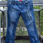 Red Rivet  Distressed Jeans Fleur de Lis Rhinestone Pockets Size 13 Photo 0