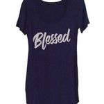 BLESSED navy blue blinged tee T Shirt Dress Women's Size M Medium Photo 0