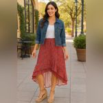 Moda NWT Red Paisley High-Low Ruffle Hem Skirt – Size XL Photo 1