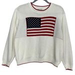 Vintage Carly Blake American Flag USA Ribbed Hem Crew Neck Sweater Large Red Photo 0