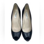 LK Bennett L.K. Bennett Black Leather Peep Toe Wedge Heels Photo 1