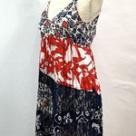 Anthropologie Maeve Isa Mixed Media Pleated Lace Red White & Blue Midi Dress Photo 4