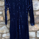 Navy Blue Velour/Velvet Dress long sleeve size large Photo 0
