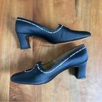 American Vintage Vintage 1950s Newton Elkin Lord & Taylor Navy Satin Rhinestone Heels Size 8 Photo 8