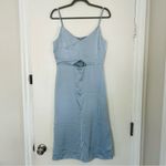 Sam Edelman  Cutout Satin Slip Dress Steel Blue 6 NWT Photo 1