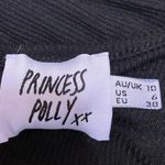 Princess Polly  Black Ribbed Knit Long Sleeve Tie Front Cut Out Crop Top Size 6 Photo 2