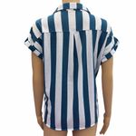Eden & Olivia  Short Sleeve Blue White Striped Button Up Tie front Pocket Shirt M Photo 6