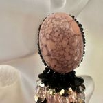 Pink and black beaded vintage statement earrings Photo 4
