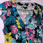 a.n.a  Size 8 Midi Dress Black w Colorful Tropical Floral Print Ruffle Casual Photo 1