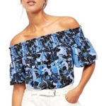 Free People  Dark‎ Combo Technicolor Bubble Top Smocked Size Small Photo 0