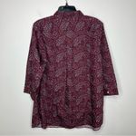Lands' End floral paisley print 3/4 sleeve button down top maroon womens size 18W Photo 1