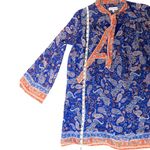 Lost + Wander Blue Paisley Tie-Neck Mini Dress Long Bell Sleeve – Size Small Photo 10