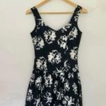 Laura Ashley Vintage Black Floral Mini Dress Fitted Silhouette Drop Waist Sweetheart Photo 10