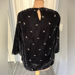 Kayseria Black Velvet Cat Tiger Embroidered Top Size undefined Photo 3