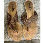 Coach and Four by Coach Bronze Woven Wedge Thong Sandals, 9 Brown Photo 0