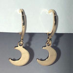 Gold Tone Dainty Dangling Moon Boho Pierced Earrings Photo 0