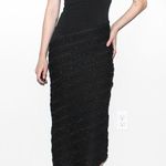 vintage 90s y2k black sexy strapless asymmetrical applique tube maxi dress gown Photo 5