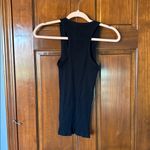 Aerie  Black Ribbed Tank Top with Button Detail Size XS Photo 3