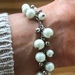 CHAPS  Silvertone PEARL; SILVER BEAD Bracelet 7.5" Photo 1