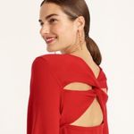 J.Crew Women's Merino Wool Red Twist Back Sweater Dress Knee Length XL Photo 2